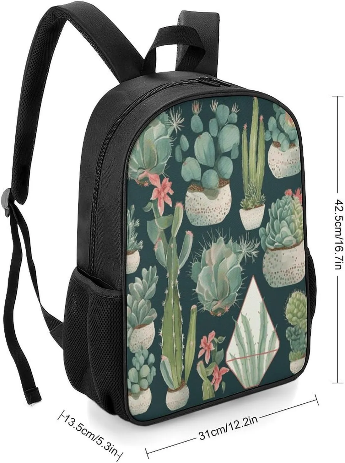 Lightweight Backpacks Cute Travel Bag Durable Succulent Plants And Green Printing Small Travel Backpack For Women & Men