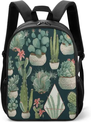 Lightweight Backpacks Cute Travel Bag Durable Succulent Plants And Green Printing Small Travel Backpack For Women & Men