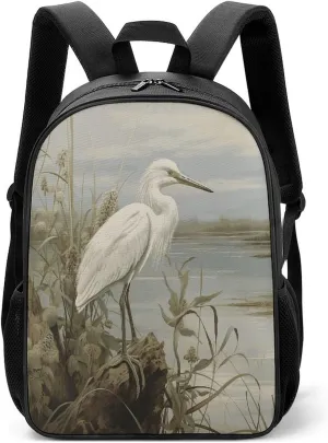 Lightweight Backpacks Cute Travel Bag Durable Swamp Egret Printing Small Travel Backpack For Women & Men