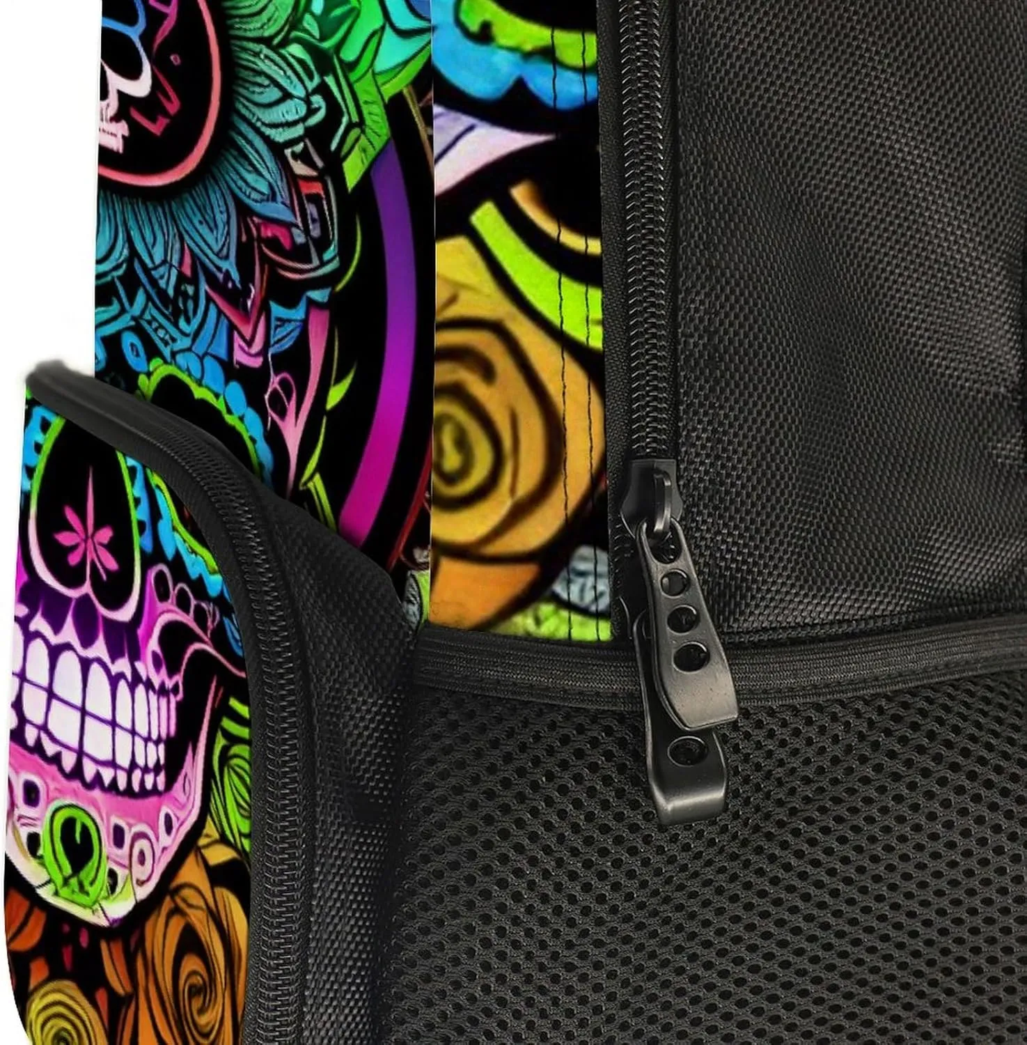 Lightweight Daypack Bookbag for Trekking Business Walking Cycling - Big Capacity Anti-Theft Multipurpose Carry On Bag, Psychedelic Skull Art Business Computer Bag
