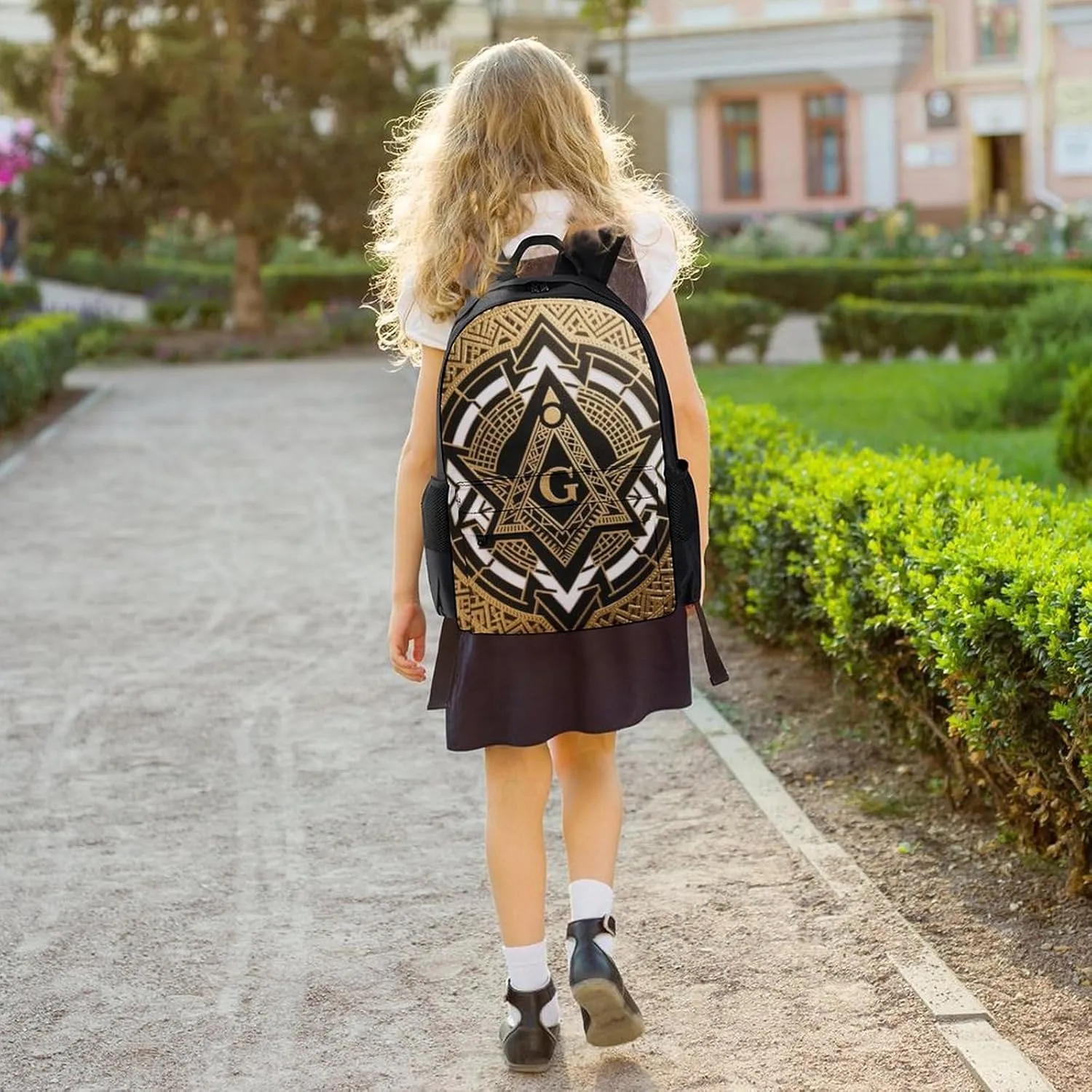 Lightweight Daypack for Camping Business Walking Cycling - Large Capacity Anti-Theft Multipurpose Bookbag, Gold Freemason Freemasonry Masonic Art Gym Outdoor Hiking Backpack