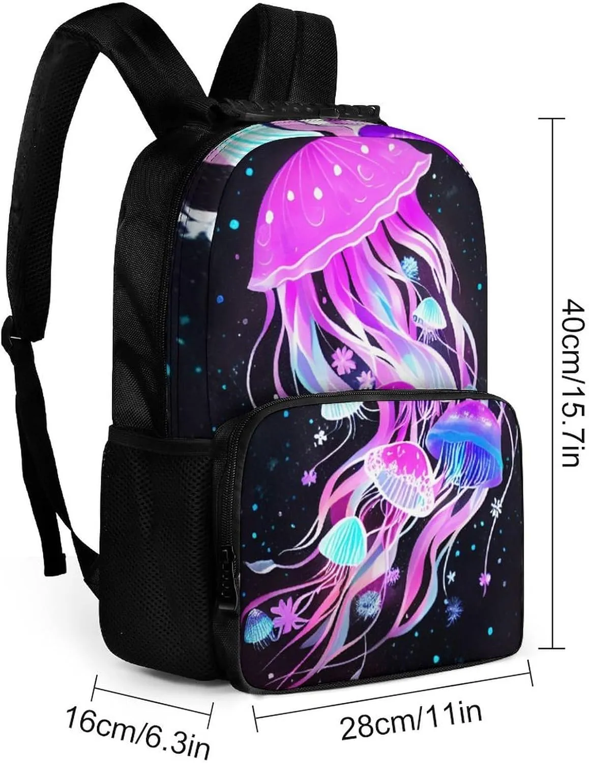 Lightweight Daypack for Camping Business Walking Cycling - Large Capacity Anti-Theft Multipurpose Bookbag, Magic Flowers Ocean The Jellyfish Pattern Gym Outdoor Hiking Backpack