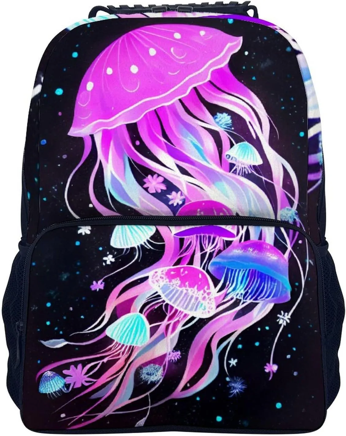 Lightweight Daypack for Camping Business Walking Cycling - Large Capacity Anti-Theft Multipurpose Bookbag, Magic Flowers Ocean The Jellyfish Pattern Gym Outdoor Hiking Backpack