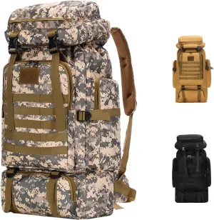 Lightweight Hiking Backpack 70L for Camping, Backpacking,Travel,Water Resistant Backpack for Women Men (camouflage)