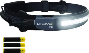 Lightweight LED Headlamp - Liteband ACTIV 350 Lumens Headband Head Lamp, AAA Battery Powered Tactical Headlamps, Camping, Running, Hard Hat Light, Best Rated for Hands Free Forehead Flashlight, Carbon