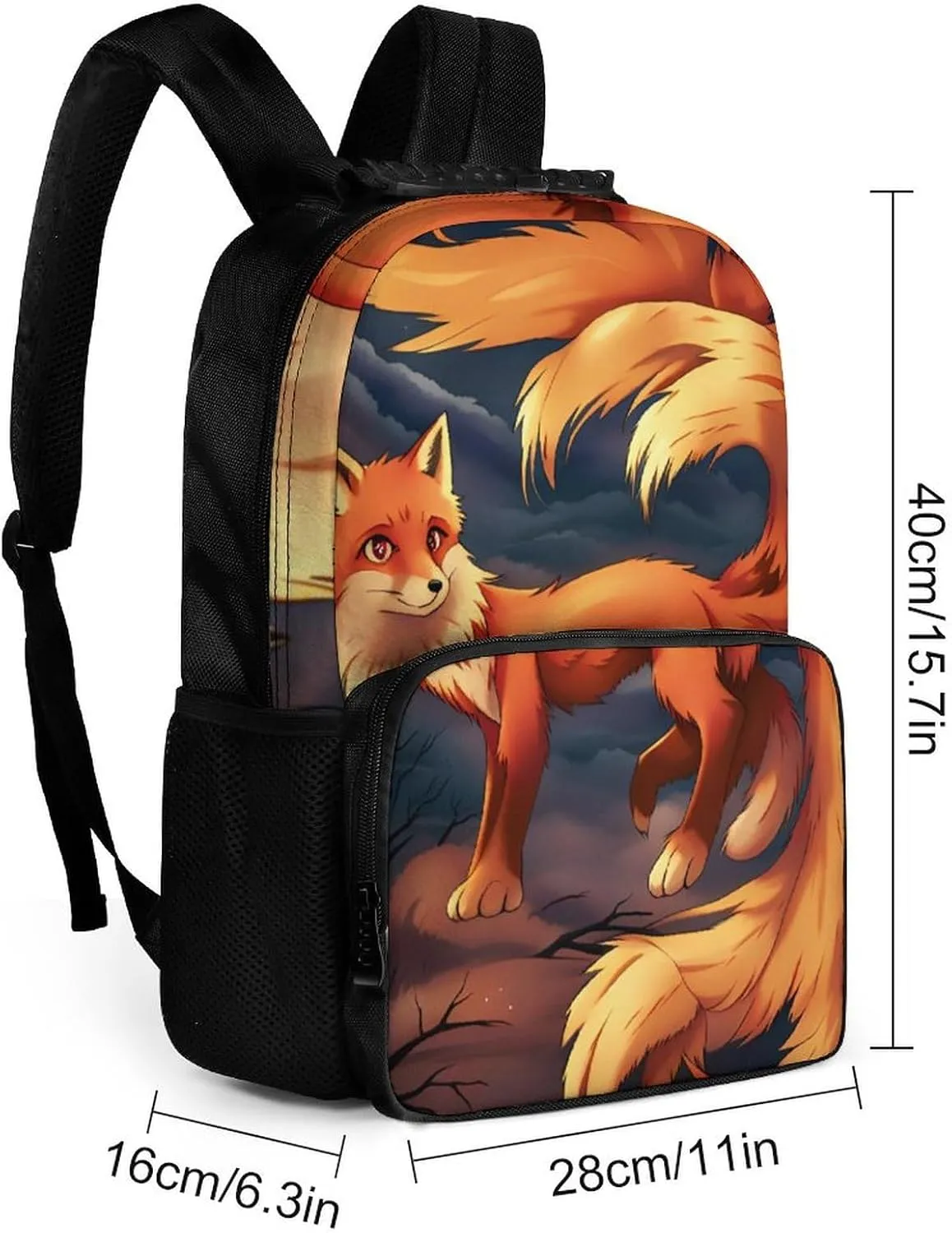 Lightweight Rucksack for Sports Travel Running - Big Capacity Multipurpose Anti-Theft Bookbag, Anime Fox Art Travel and Sport Backpack Rucksack