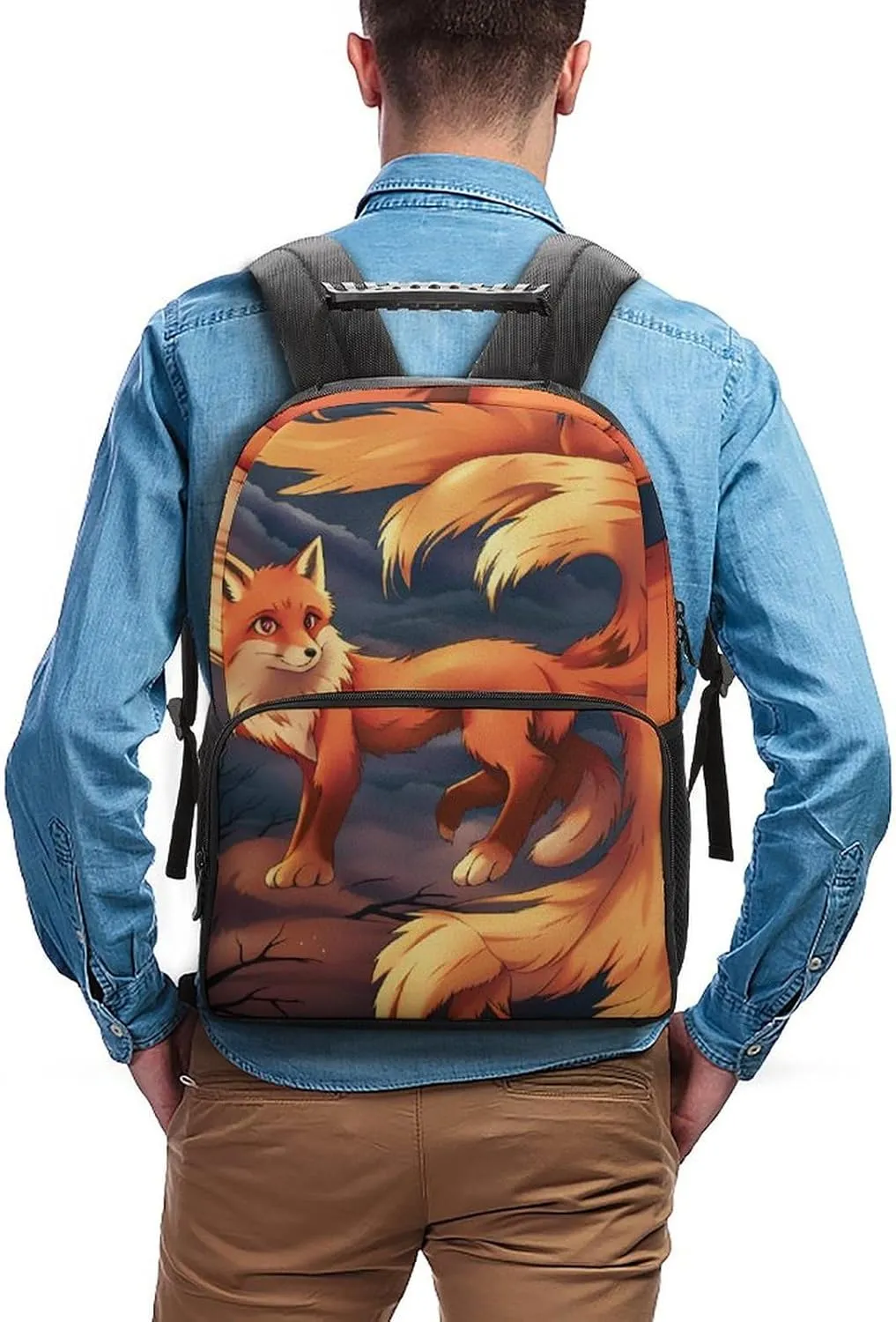 Lightweight Rucksack for Sports Travel Running - Big Capacity Multipurpose Anti-Theft Bookbag, Anime Fox Art Travel and Sport Backpack Rucksack