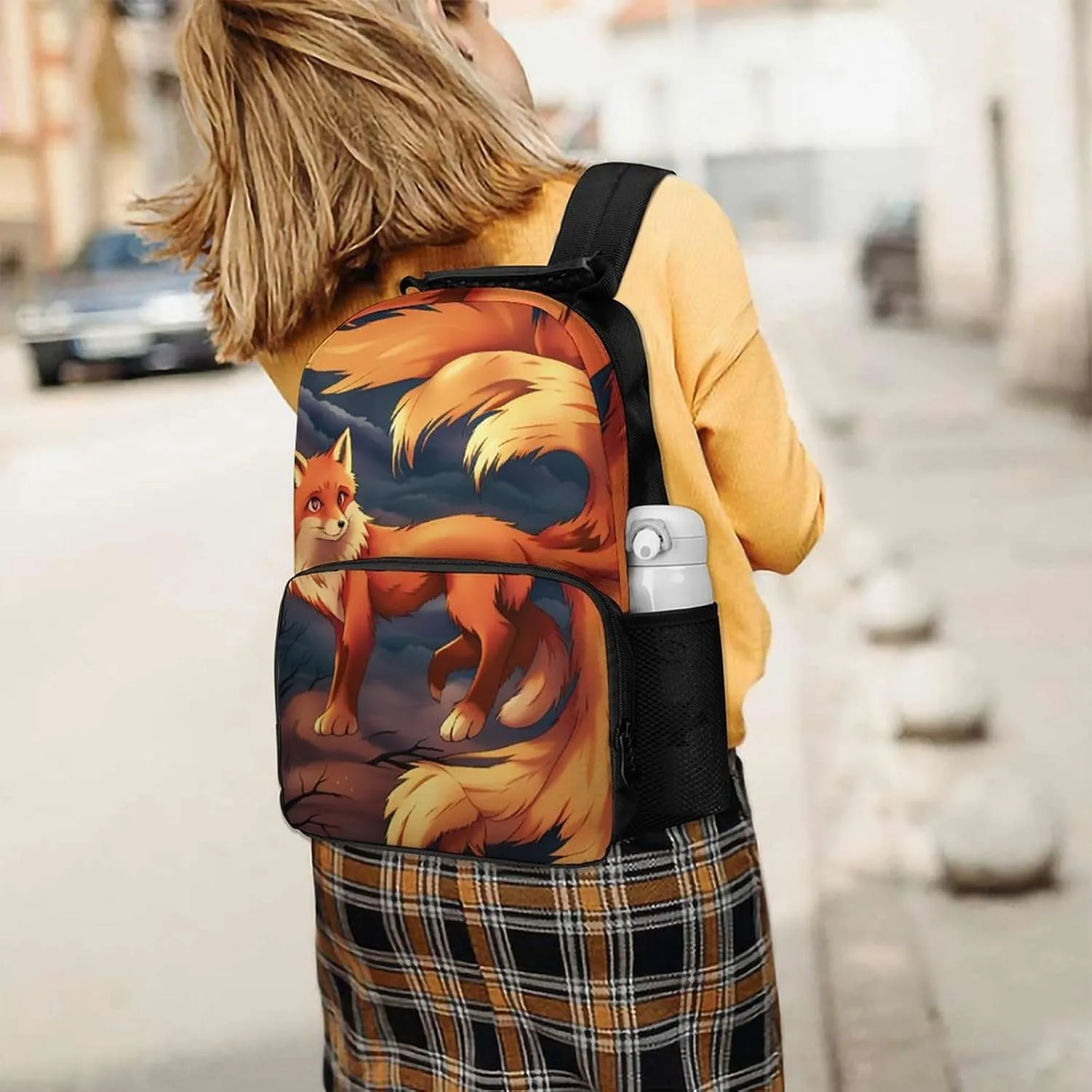 Lightweight Rucksack for Sports Travel Running - Big Capacity Multipurpose Anti-Theft Bookbag, Anime Fox Art Travel and Sport Backpack Rucksack