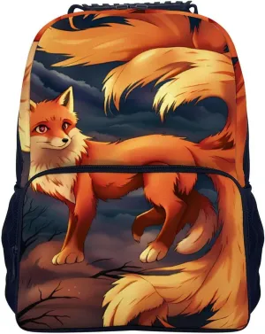 Lightweight Rucksack for Sports Travel Running - Big Capacity Multipurpose Anti-Theft Bookbag, Anime Fox Art Travel and Sport Backpack Rucksack
