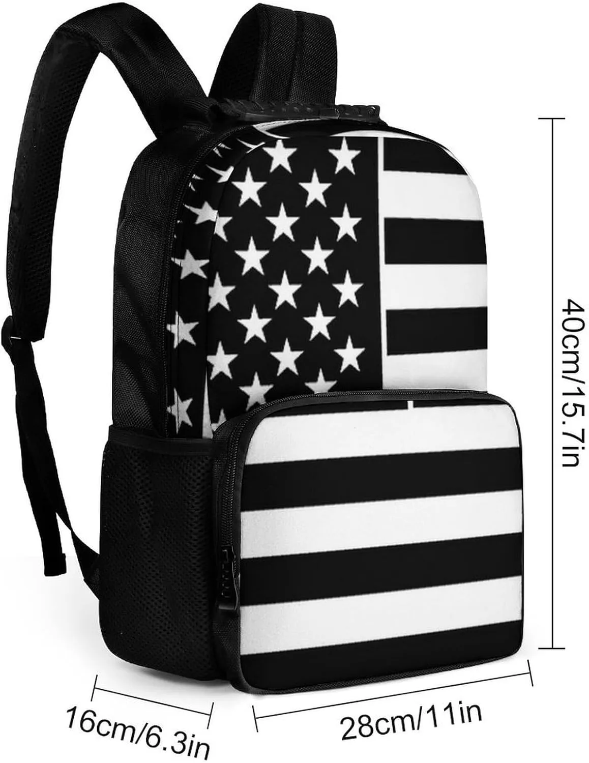 Lightweight Rucksacks for Climbing Outdoors Walking Cycling - Large Capacity Anti-Theft Multipurpose Carry On Bag, American Flag Patriotic Usa Black And White Line Pattern Camping Outdoor Backpack