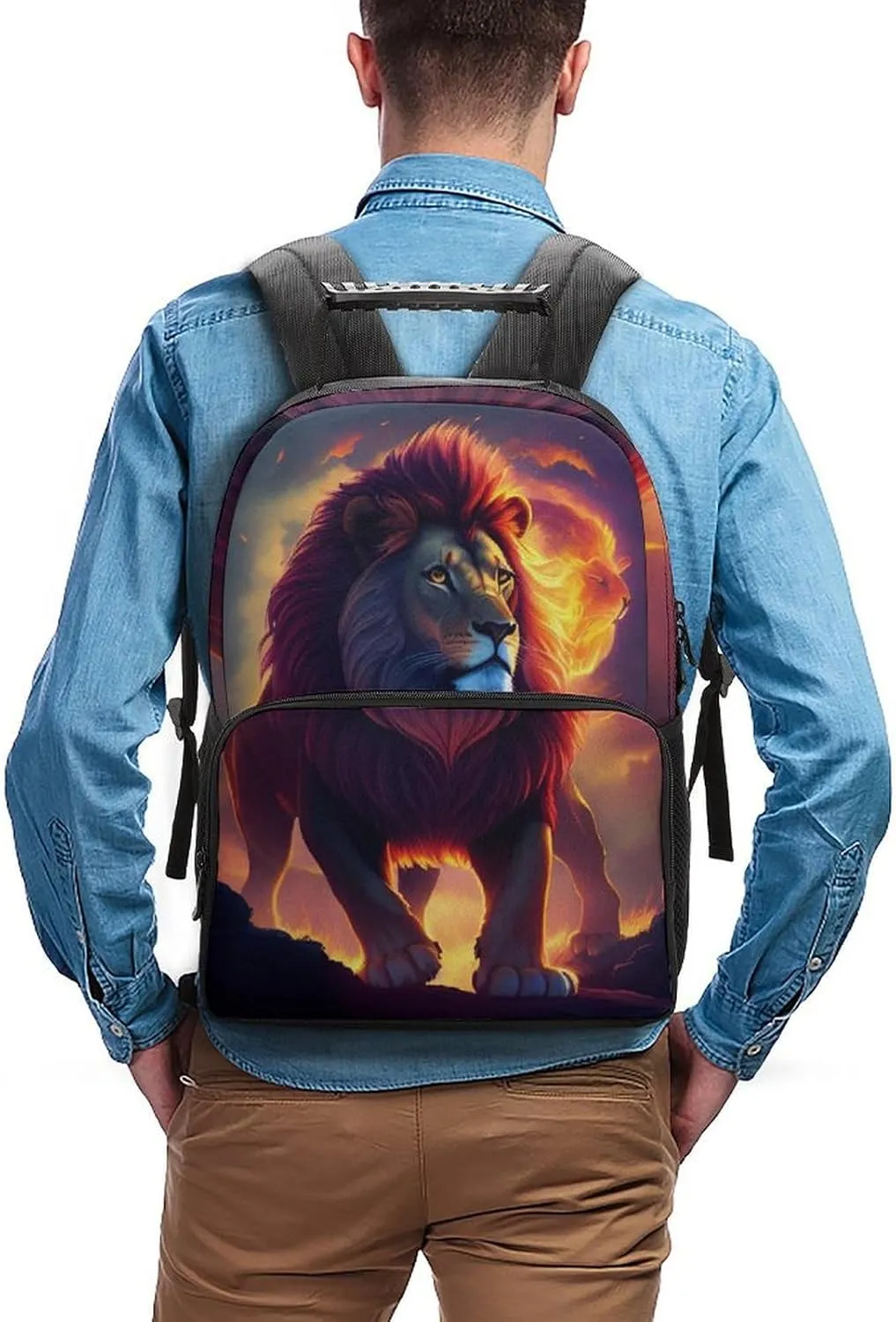 Lightweight Rucksacks for Climbing Outdoors Walking Cycling - Large Capacity Anti-Theft Multipurpose Carry On Bag, Cool Lion In The Universe Surreal Style Art Camping Outdoor Backpack