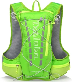 Lightweight Running Hydration Vest Backpack 15L Outdoor Trail Running Cycling Marathon Hiking Climbing Outdoor Sport Bag with 2L Water Bag, 500ML Water Bottle (Green Backpack )
