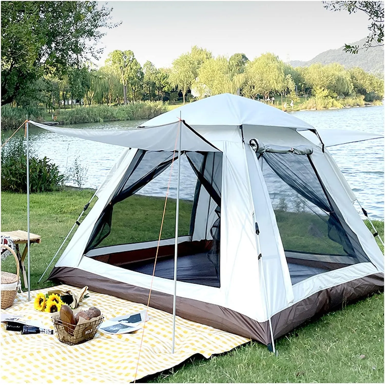 Lightweight Tent 4 People Spacious Garden Tent Practical Advanced Utility Tents for Family,Outdoor,Hiking and Mountaineering