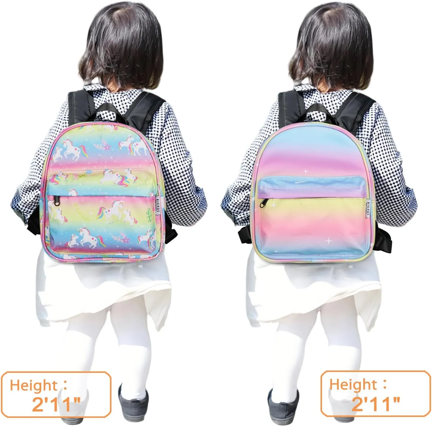 Lightweight Toddler Kids Backpack with Chest Strap For Boys and Girls, Preschool Kindergarten 3-6 Years Old 30 Colors (Rainbow2)