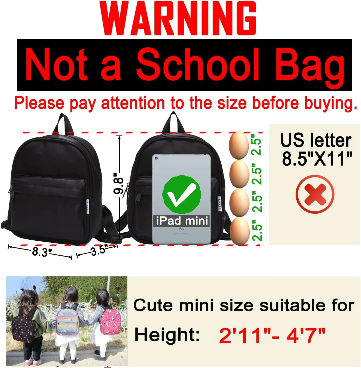 Lightweight Toddler Kids Backpack with Chest Strap For Boys and Girls, Preschool Kindergarten 3-6 Years Old 30 Colors (Rainbow2)