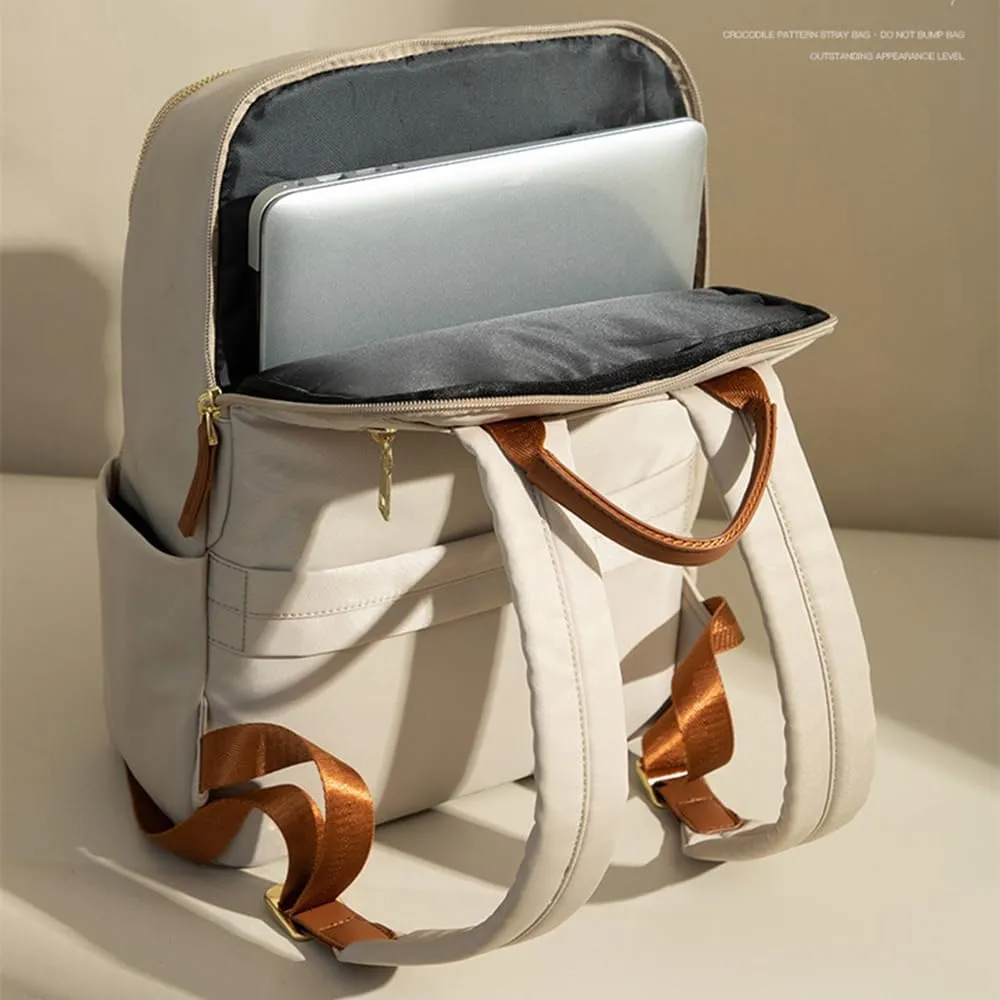 Lightweight Women's Backpack with Multiple Pockets - Ideal for Daily Use (Light Grey)