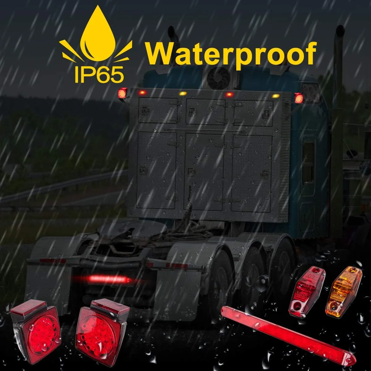 LIMICAR LED Trailer Light Kit - Amber Red Markers & Brake Light Bar, Submersible, Boat Trailer Lights for Utility Trailer