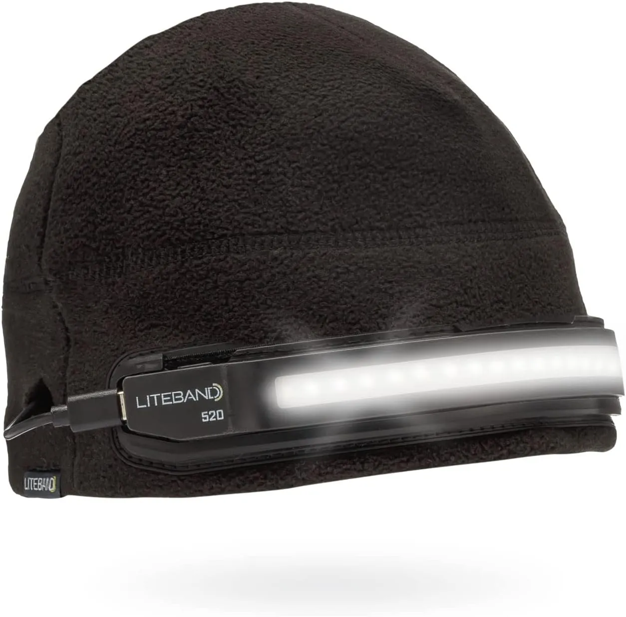 Liteband 520 Lumen LED Beanie with Light, Headlamp Fleece Hat Cap for Men and Women Unisex, Weatherproof Detachable Lights Strip 210 Degree Lighting, Safety in Winter Cold, Washable, One Size, Black