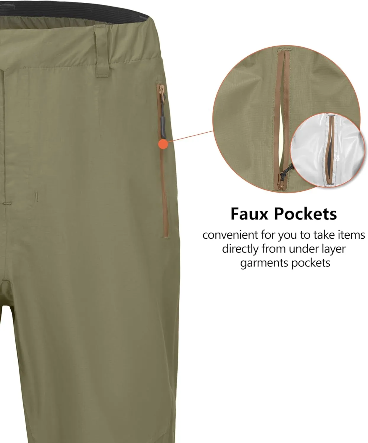 Little Donkey Andy Men's Rain Pants Waterproof Lightweight Overpants Windproof Outdoor Pants for Hiking, Golf, Fishing