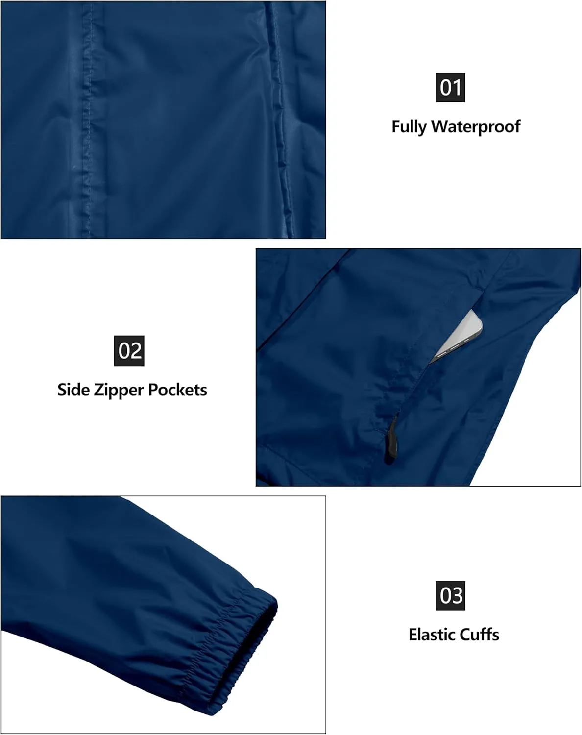 Little Donkey Andy Women's Packable Rain Jacket Waterproof Lightweight Rain Coat with Hood for Golf Cycling Hiking