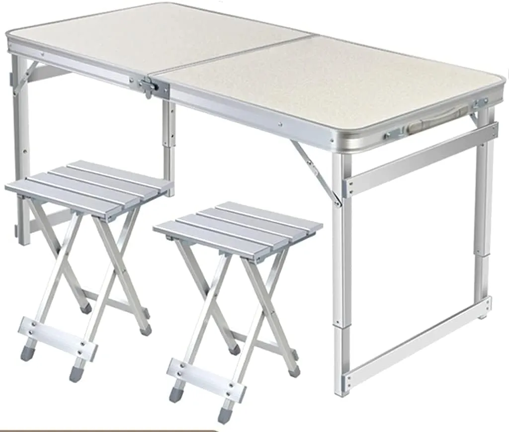 LJYT Picnic Tables Folding, Height Adjustable Portable Beach Table with Aluminum Chairs, Alightweight Portable for Outdoor Picnic Beach