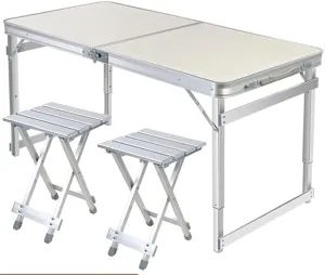 LJYT Picnic Tables Folding, Height Adjustable Portable Beach Table with Aluminum Chairs, Alightweight Portable for Outdoor Picnic Beach
