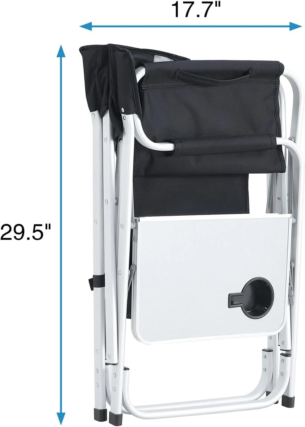 LLS Padded Folding Outdoor Chair with Side Table and Storage Pockets, Lightweight Oversized Camping Chair Directors Chair for Indoor, Outdoor Camping, Picnics and Fishing, Black (2pcs)