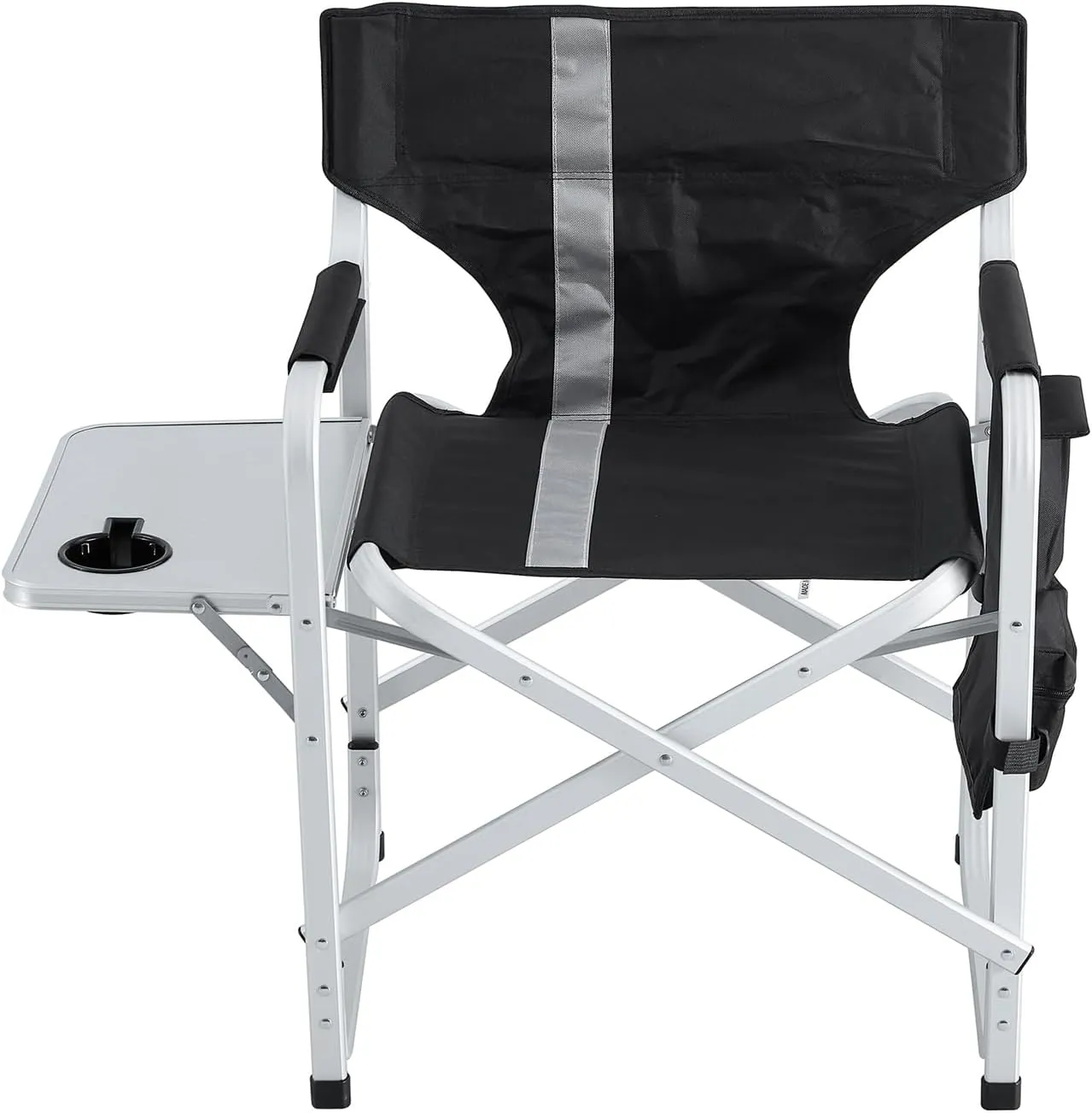 LLS Padded Folding Outdoor Chair with Side Table and Storage Pockets, Lightweight Oversized Camping Chair Directors Chair for Indoor, Outdoor Camping, Picnics and Fishing, Black (2pcs)