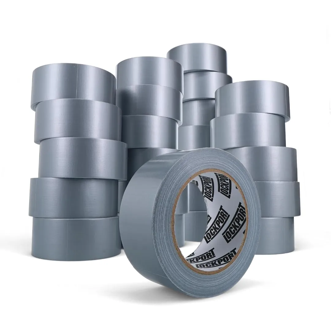 Lockport Bulk Silver Duct Tape - 24 Roll Multi Pack - 30 Yards x 2 Inch - Duct Tape Heavy Duty Waterproof - Bulk Pack for B2B, Home Use, DIY and Repairs