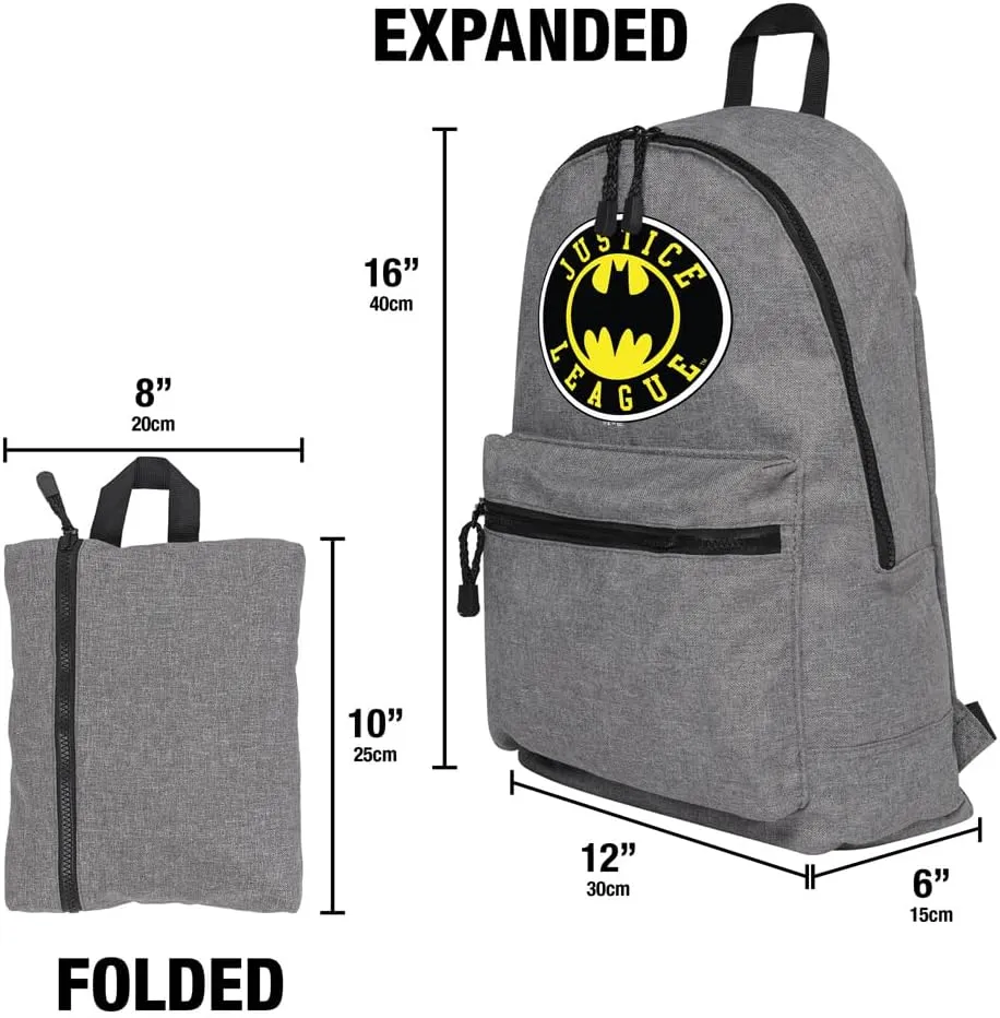 LOGOVISION Justice League Batman Athletic Logo Lightweight Backpack for Work School Daily Use Packable for Travel