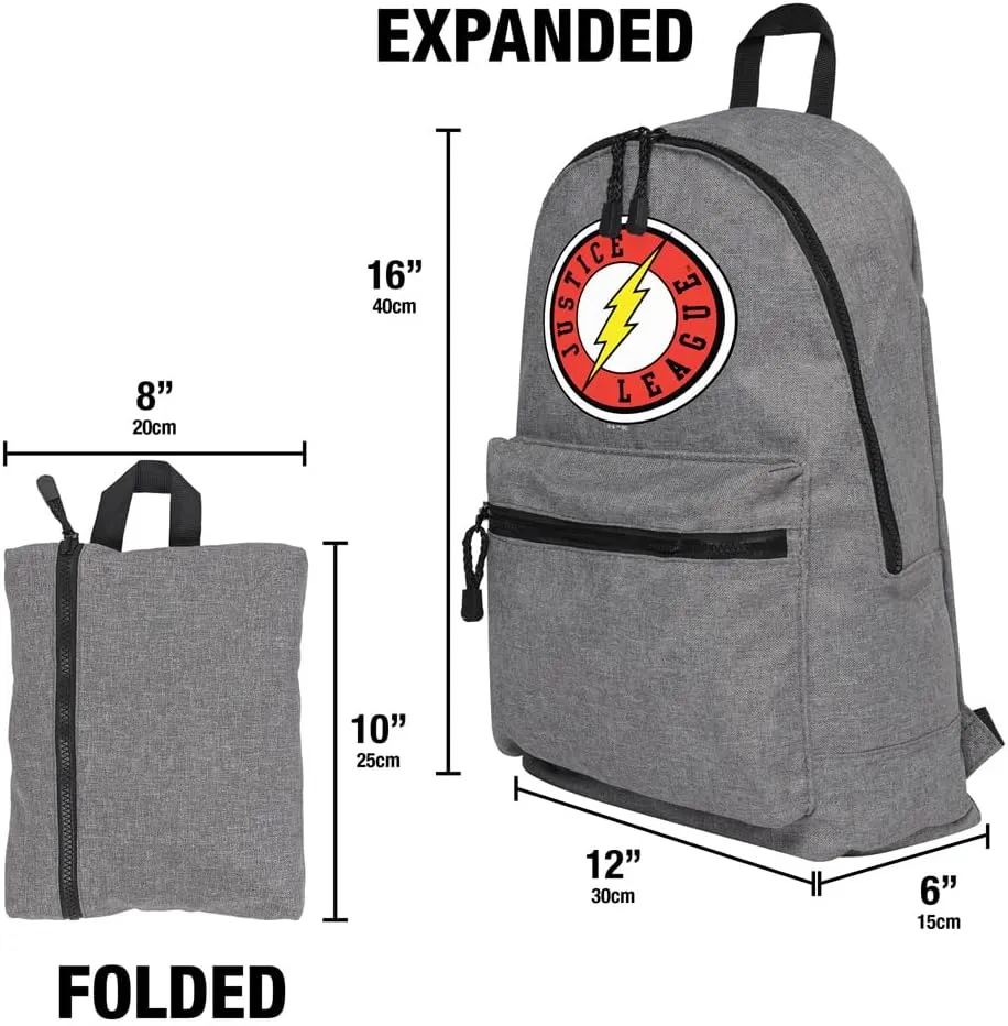 LOGOVISION Justice League The Flash Athletic Logo Lightweight Backpack for Work School Daily Use Packable for Travel