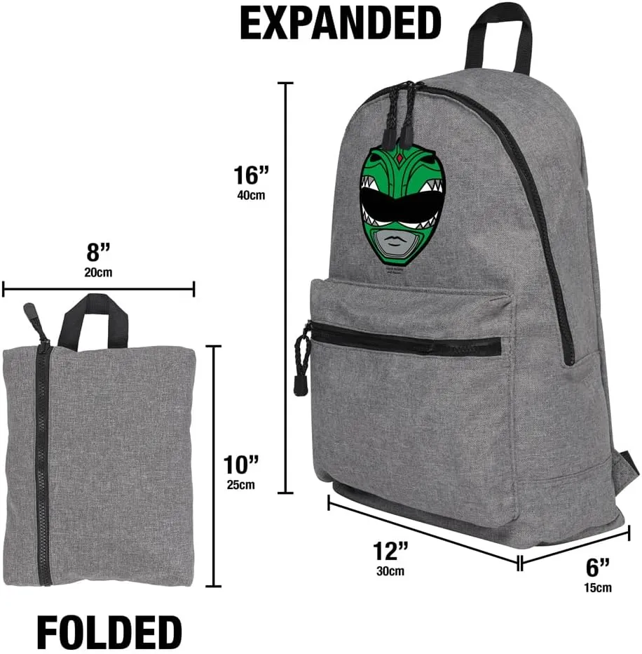 LOGOVISION Power Rangers Green Ranger Helmet Lightweight Backpack for Work School Daily Use Packable for Travel