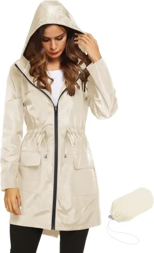 Lomon Women Waterproof Lightweight Rain Jacket Active Outdoor Hooded Raincoat