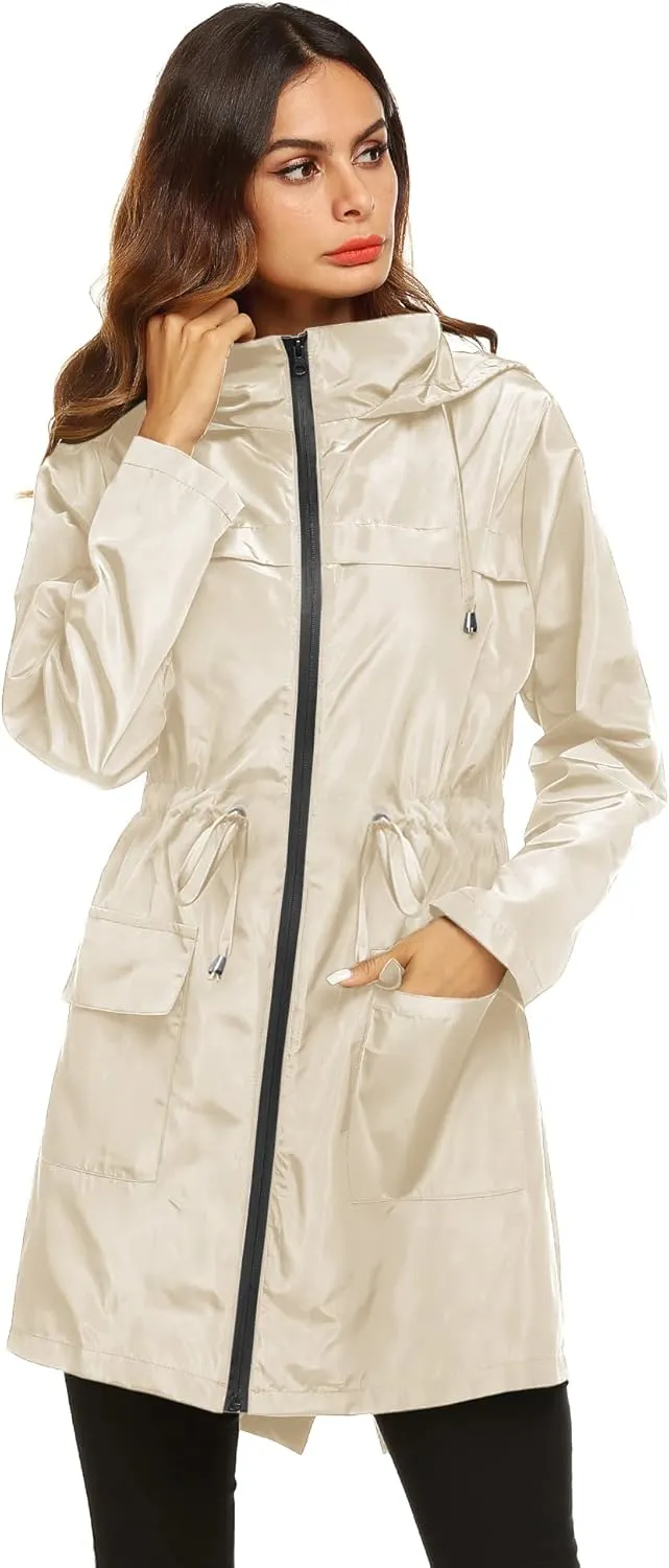 Lomon Women Waterproof Lightweight Rain Jacket Active Outdoor Hooded Raincoat