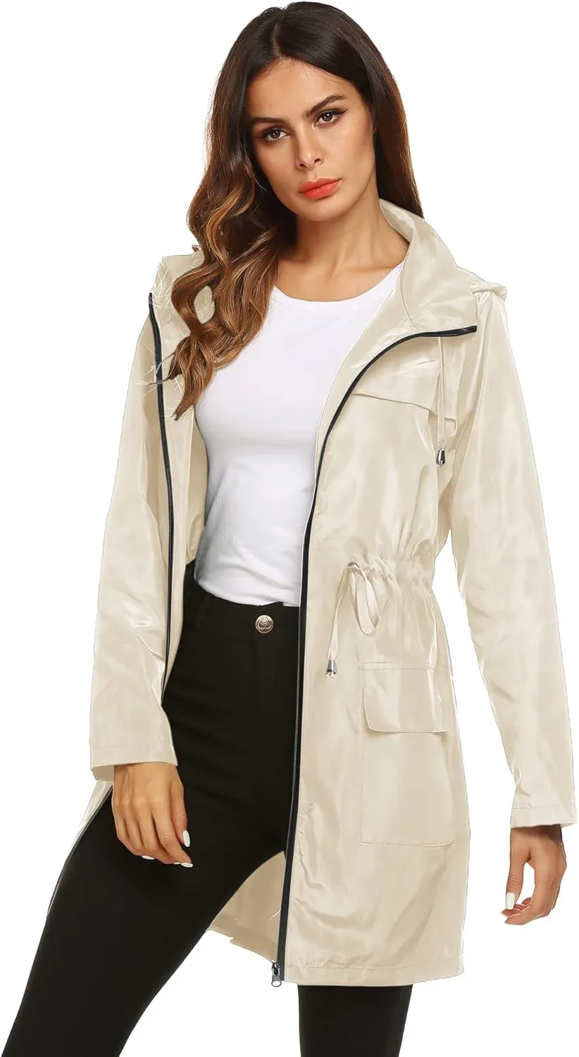Lomon Women Waterproof Lightweight Rain Jacket Active Outdoor Hooded Raincoat