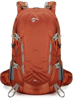 Long Keeper 40L Hiking Backpack Camping Daypack with Waterproof Rain Cover Lightweight Outdoor Sport Travel Backpack Rucksack (Orange)