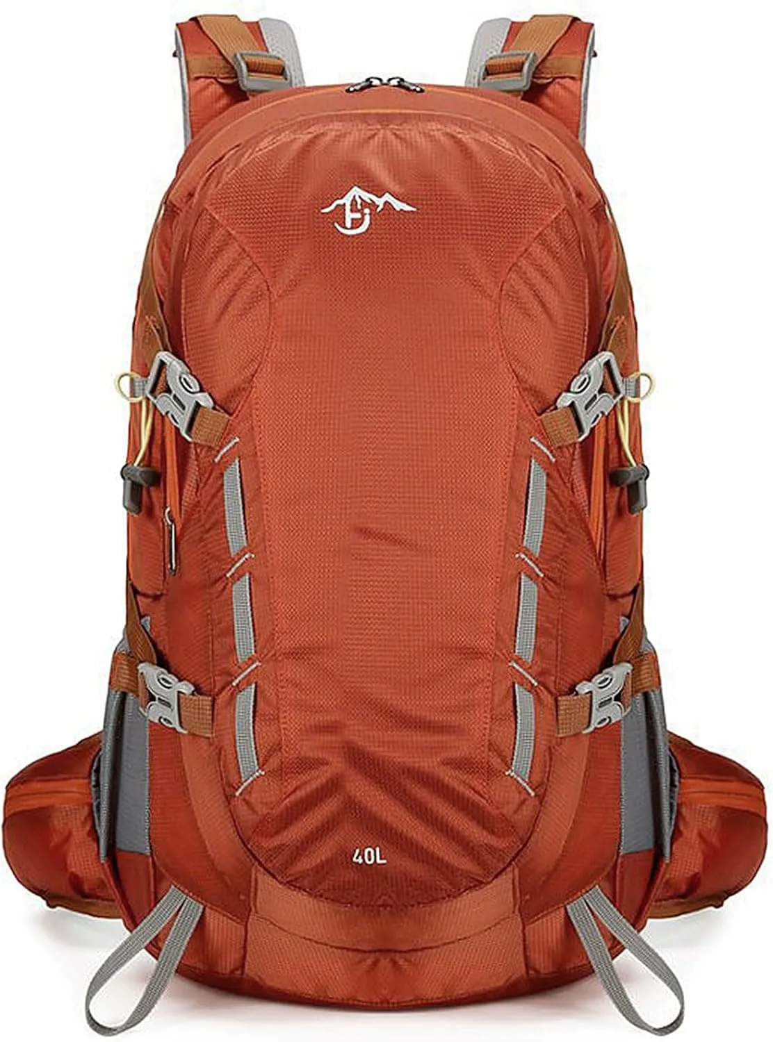 Long Keeper 40L Hiking Backpack Camping Daypack with Waterproof Rain Cover Lightweight Outdoor Sport Travel Backpack Rucksack (Orange)