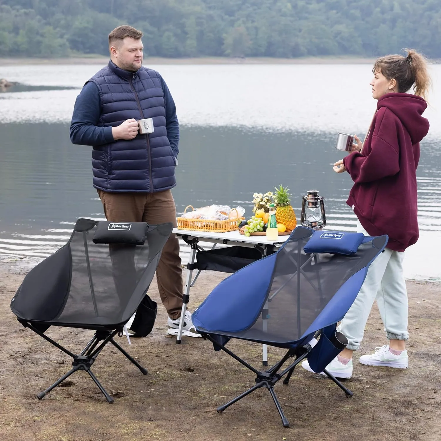 Lounge Camping Chair for Adults Aluminum Ultralight Camp Chair Reclining Comfortable Chair Mesh High Back Lawn Chair for Office,Sports,Camping,Hiking,Lawn,Picnic,Beach