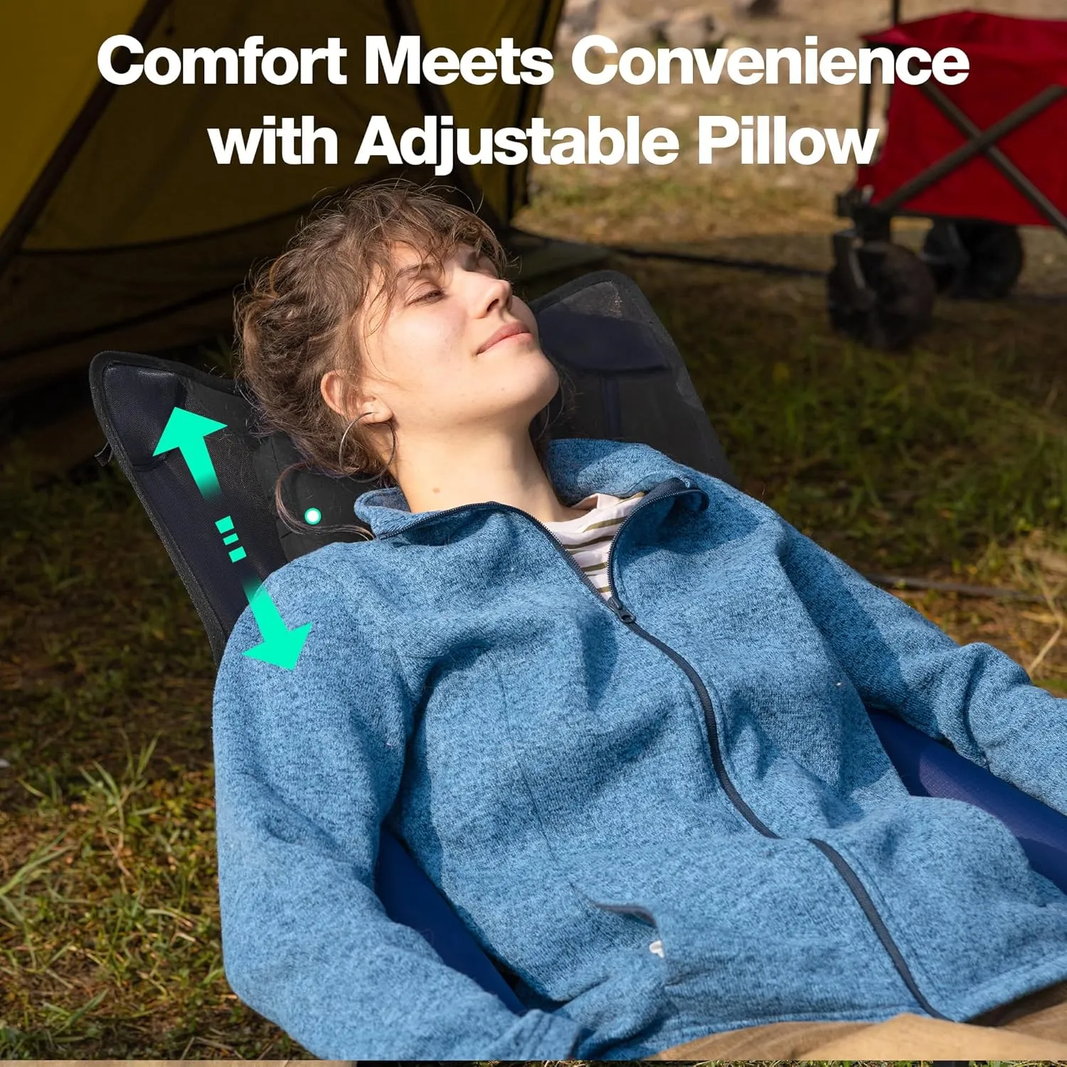 Lounge Camping Chair for Adults Aluminum Ultralight Camp Chair Reclining Comfortable Chair Mesh High Back Lawn Chair for Office,Sports,Camping,Hiking,Lawn,Picnic,Beach