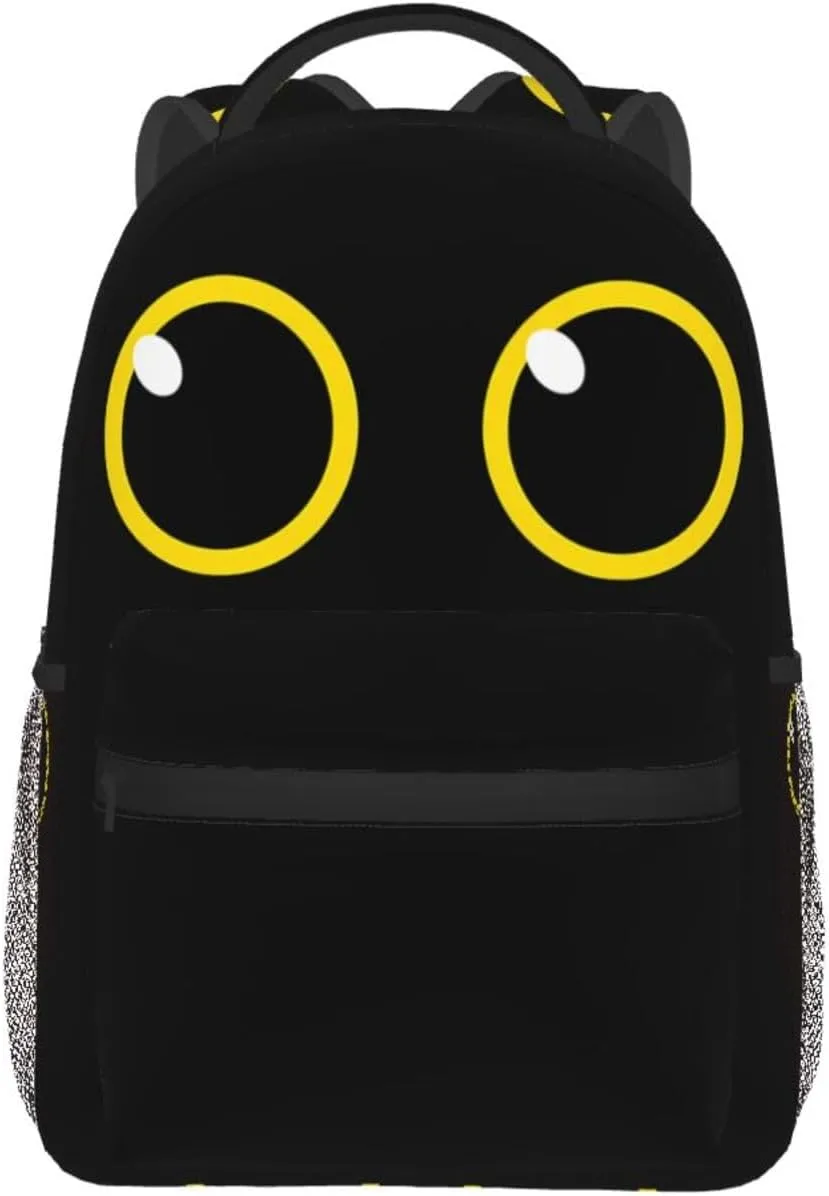 Lovely Black Cat Eyes Casual Backpack Sport Backpacks Work Travel Rucksack Lightweight Laptop Daypack Adjustable Straps Bags with Pockets for Cycling Hiking