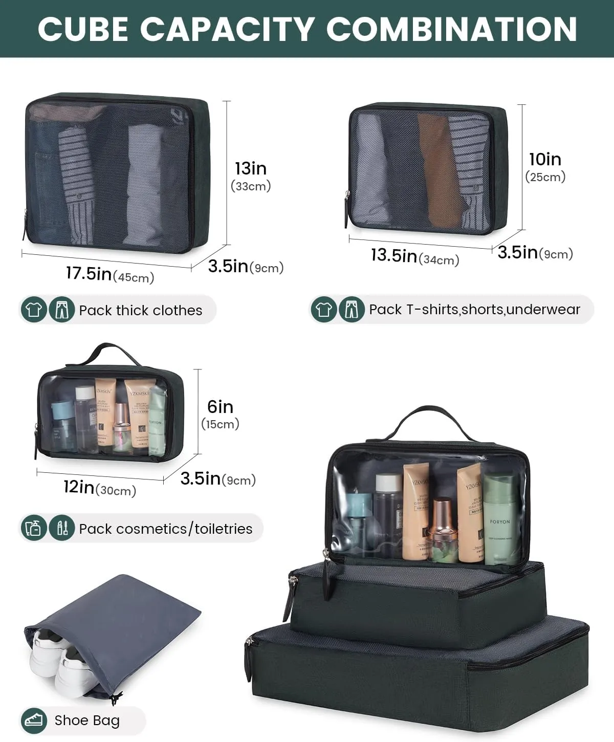 LOVEVOOK Carry on Backpack, 45L Large Travel Backpack for Women Men Airline Approved, Expandable Large Suitcase Backpacks With 4 Packing Cubes, Aer Travel Pack 3, Water Resistant Weekender Bag