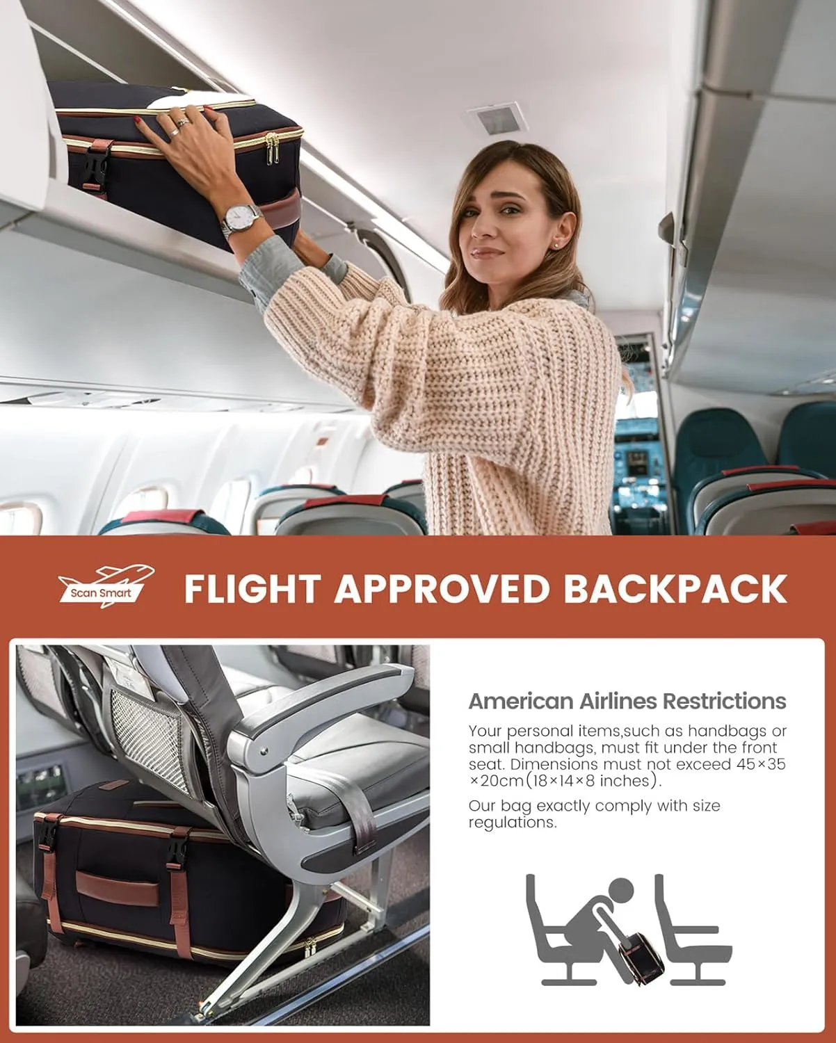 LOVEVOOK Travel Backpack for Women, 40L Carry on Backpack for Airplanes, Large TSA Personal Item Travel Bag Fits 17.3" Laptop, Water-Resistant Business Weekender Back Pack, 4Pcs