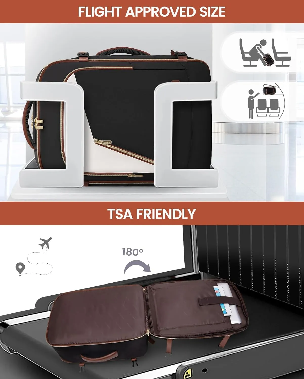 LOVEVOOK Travel Backpack for Women, 40L Carry on Backpack for Airplanes, Large TSA Personal Item Travel Bag Fits 17.3" Laptop, Water-Resistant Business Weekender Back Pack, 4Pcs