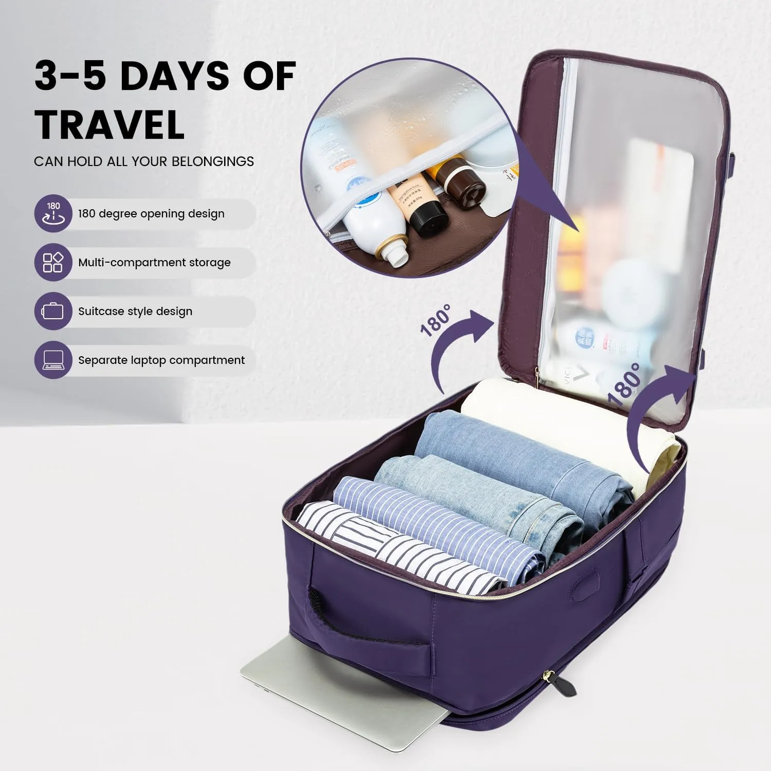 LOVEVOOK Travel Backpack for Women, 40L Carry On Backpack with 3 Packing Cubes,TSA Personal Item Travel Bag Airline Approved, Water Resistant Weekender Overnight Luggage Daypack, Fits 17 Inch Laptop