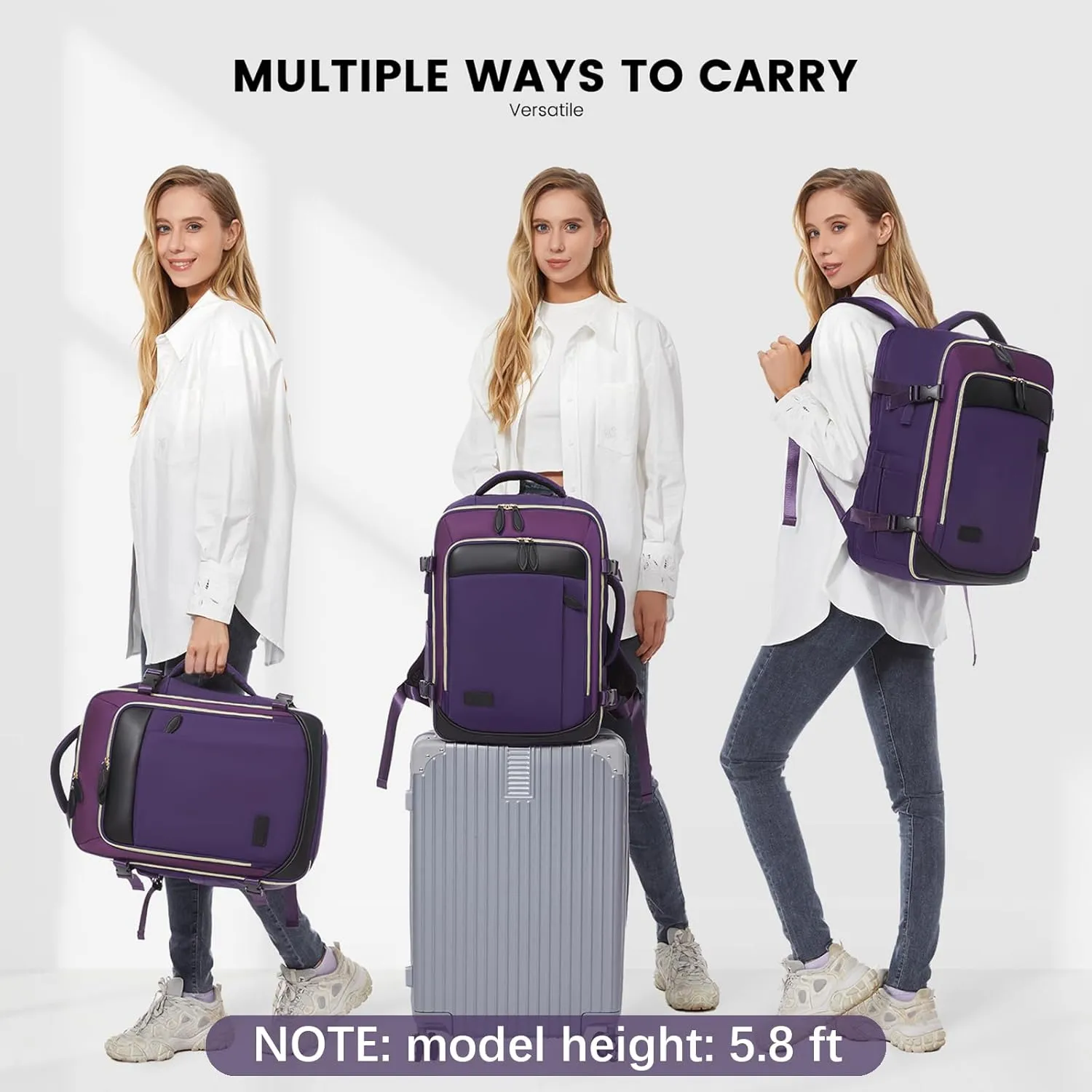 LOVEVOOK Travel Backpack for Women, 40L Carry On Backpack with 3 Packing Cubes,TSA Personal Item Travel Bag Airline Approved, Water Resistant Weekender Overnight Luggage Daypack, Fits 17 Inch Laptop