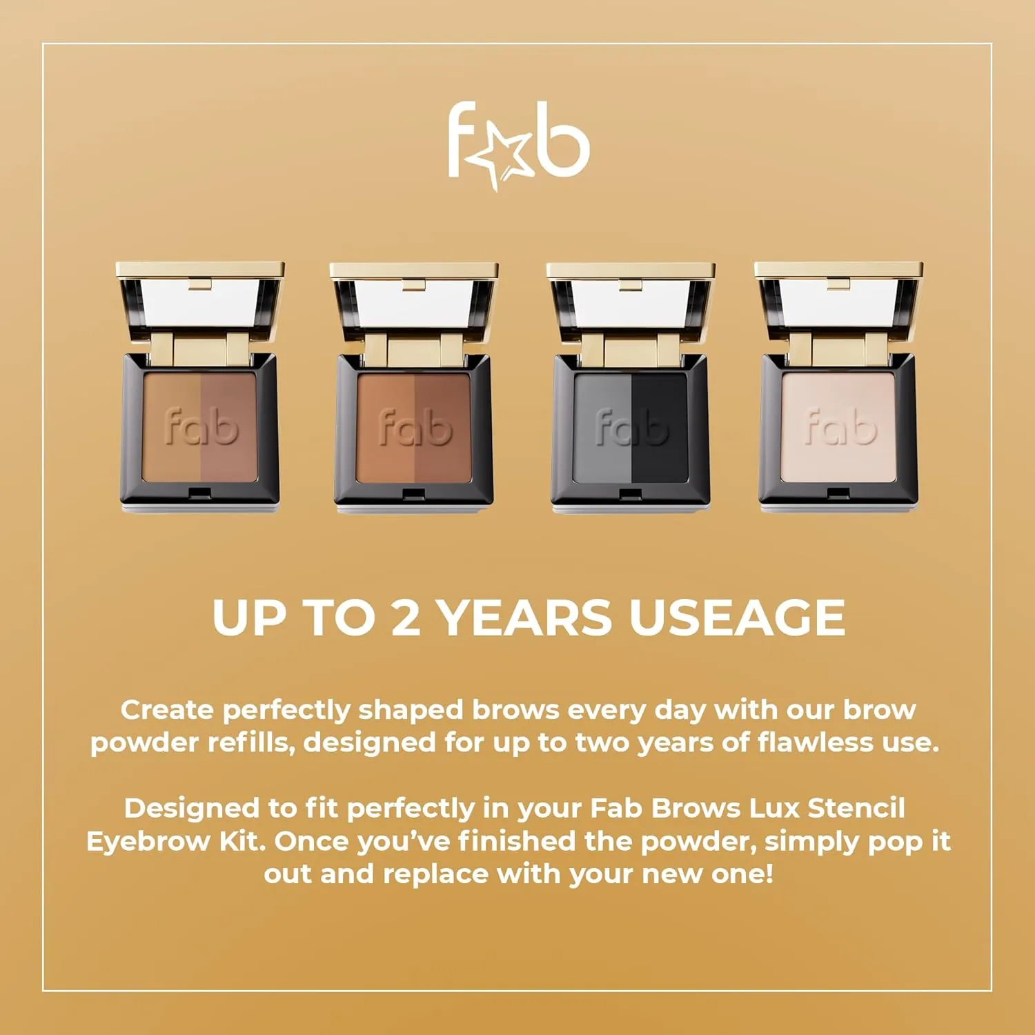Lux Eyebrow Kit Refill Powder - Soft and Natural Eyebrow Definition for Light Brown/Medium Brows On-The-Go