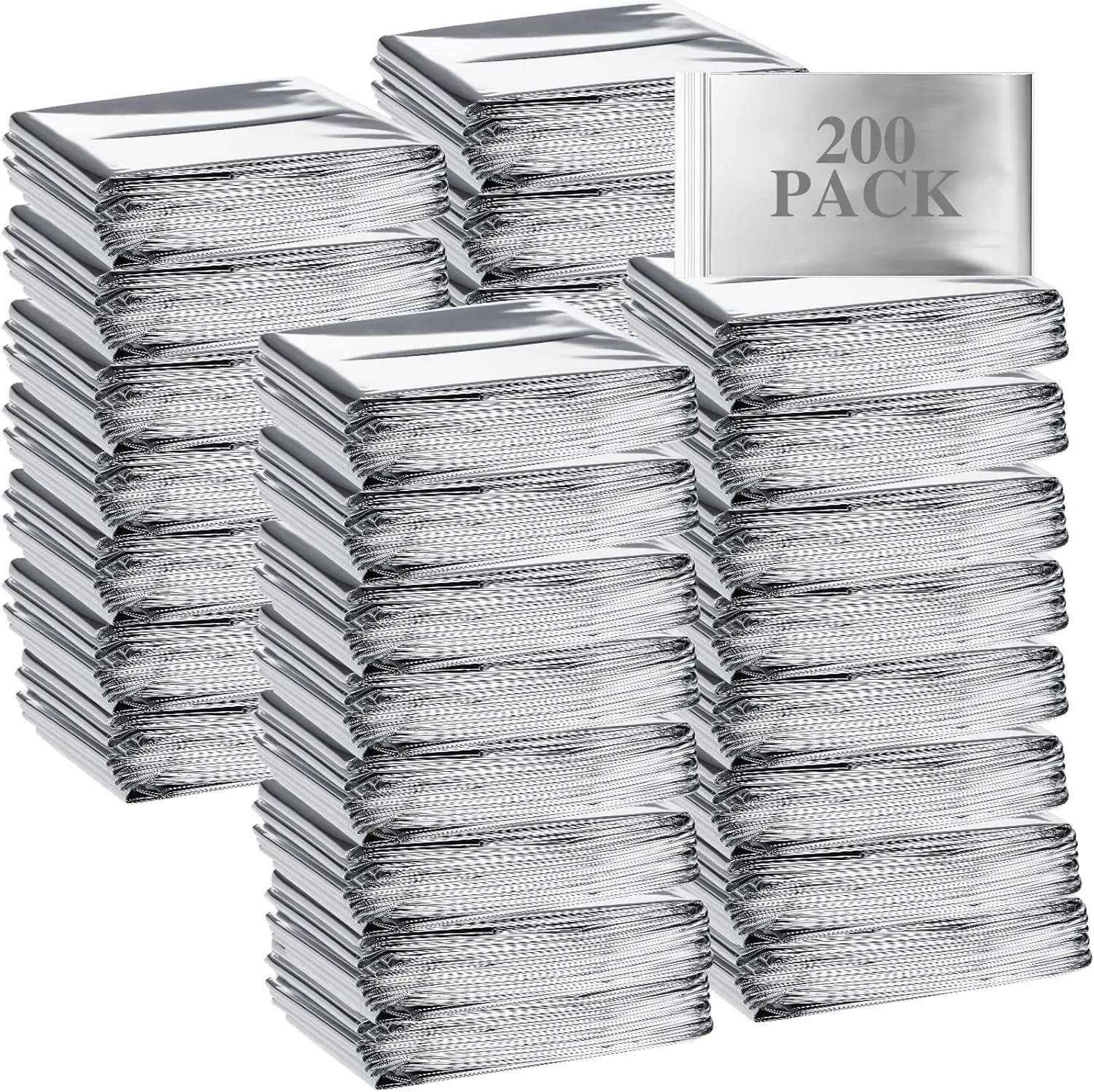 Macarrie Emergency Blanket Bulk Survival Thermal Silver Foil Reflective Blankets Pack for Cold Outdoors Camping Hiking First Aid Shelter Space Emergency Supplies Set