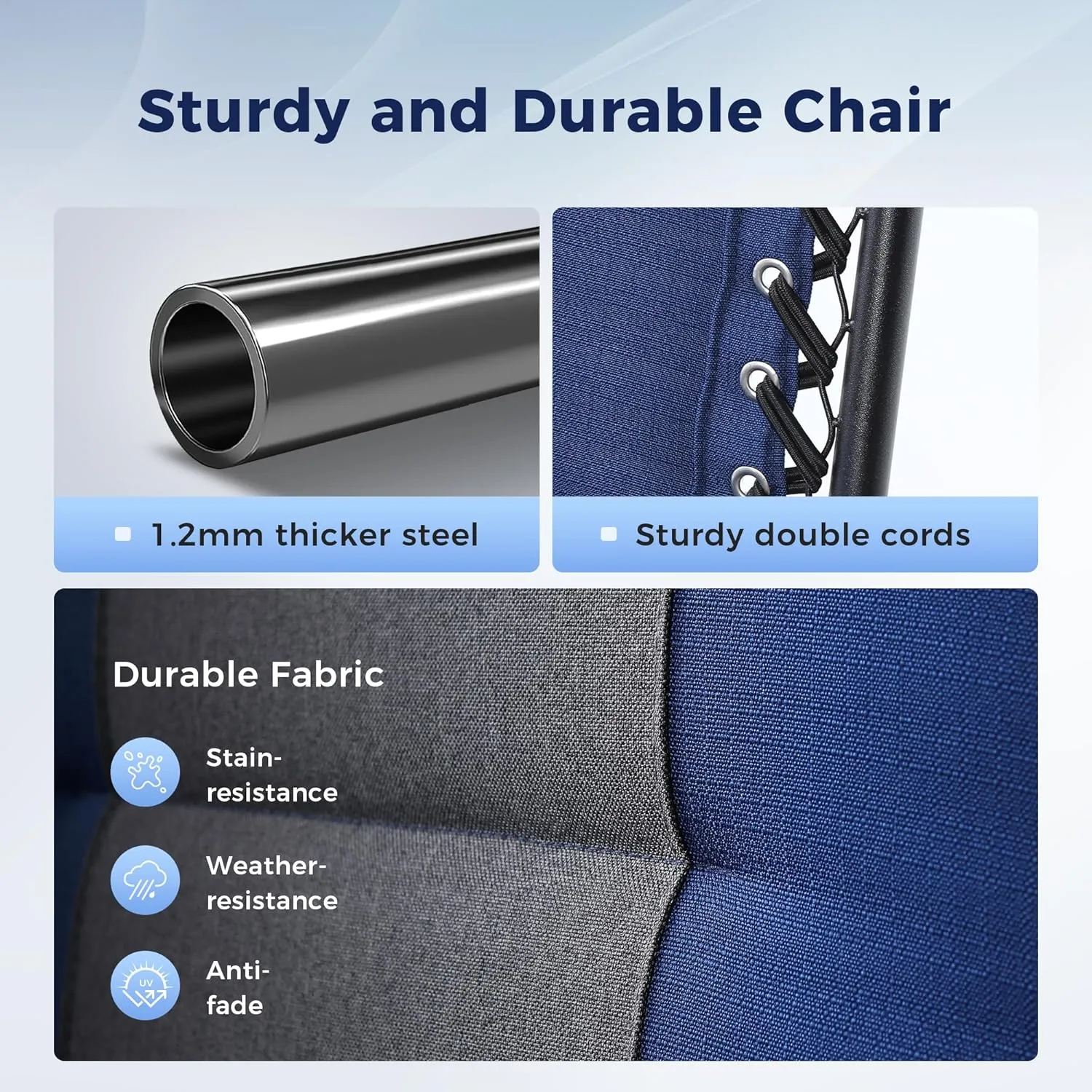 MAISON ARTS Oversized XXL Padded Zero Gravity Lounge Chair 30" Wide Seat Anti Gravity Lawn Chair Foldable Recliner Outdoor Camp Chair for Poolside Backyard Beach, Support 400LBS, Blue & Grey