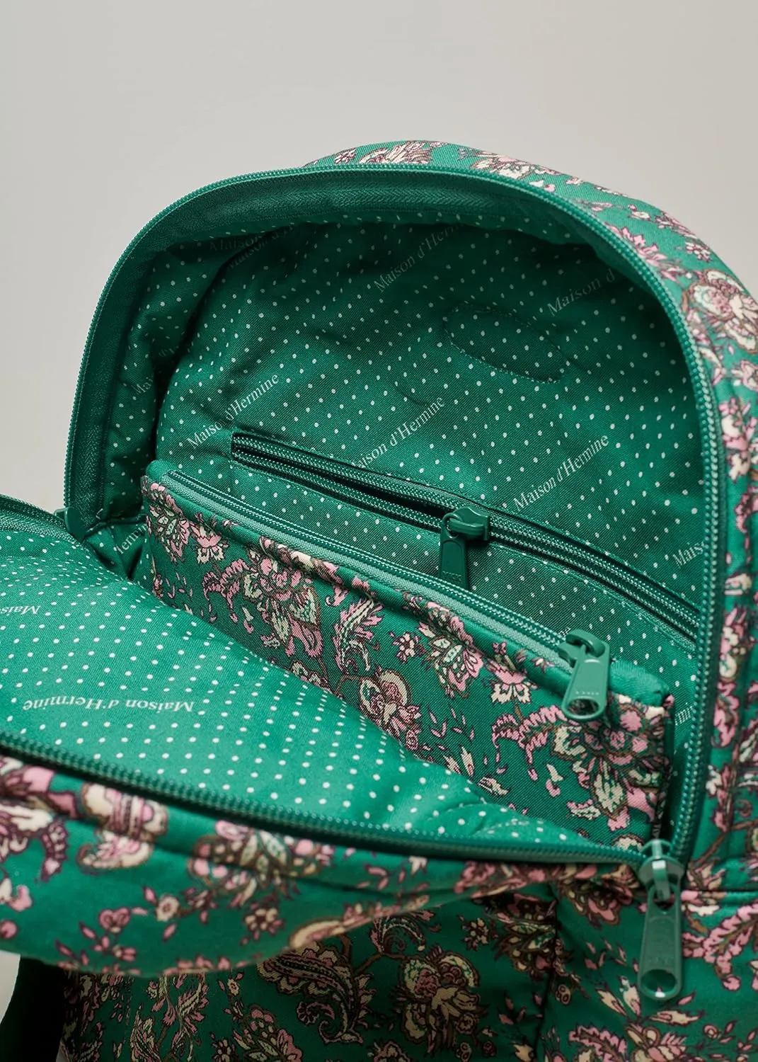Maison d' Hermine Backpack Cotton Shoulder Backpack with Small Pouch Lightweight Bag for Travel Work Beach Perfect for Women & Men (Surya - Green)