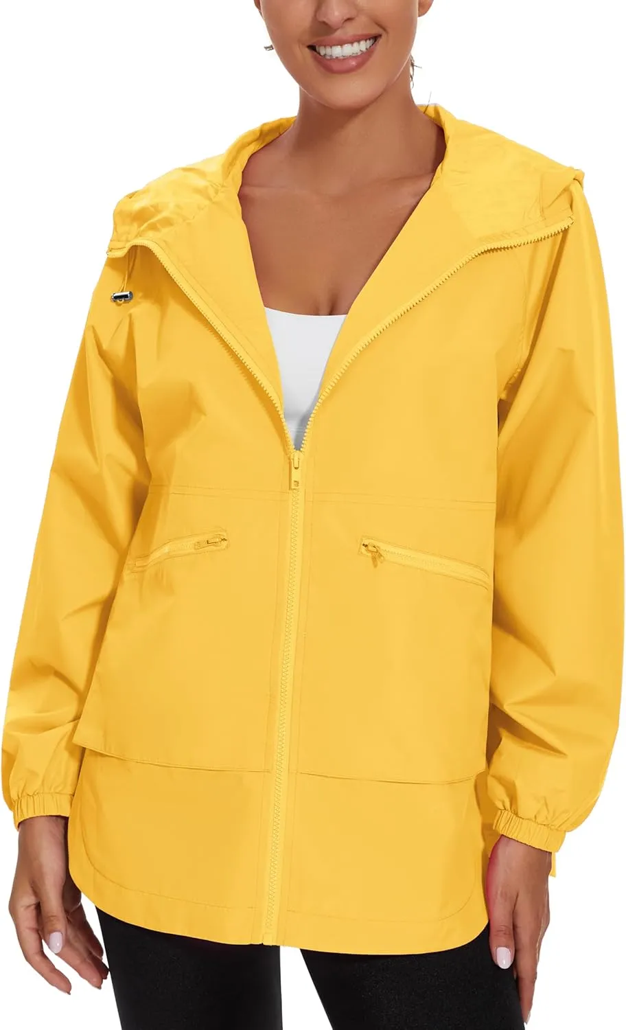 MAKARTHY Rain Jacket Women Waterproof Lightweight Jacket With Hood Packable Raincoat with Pockets S-XXXL